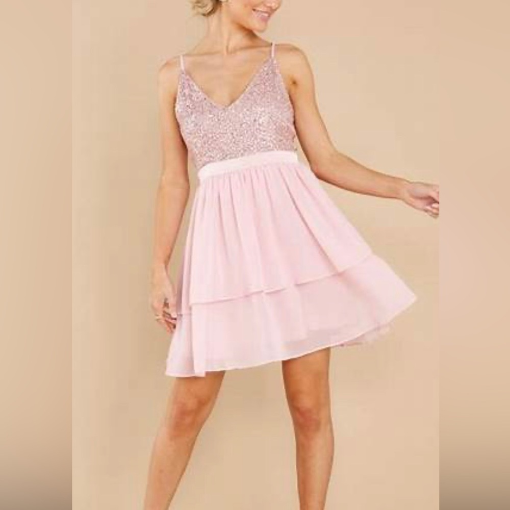 NWT Storia pink blush sequin dress
